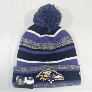 New Era NFL Team Headwear Baltimore Ravens Cold Weather Knit Pom Beanie Hat $30